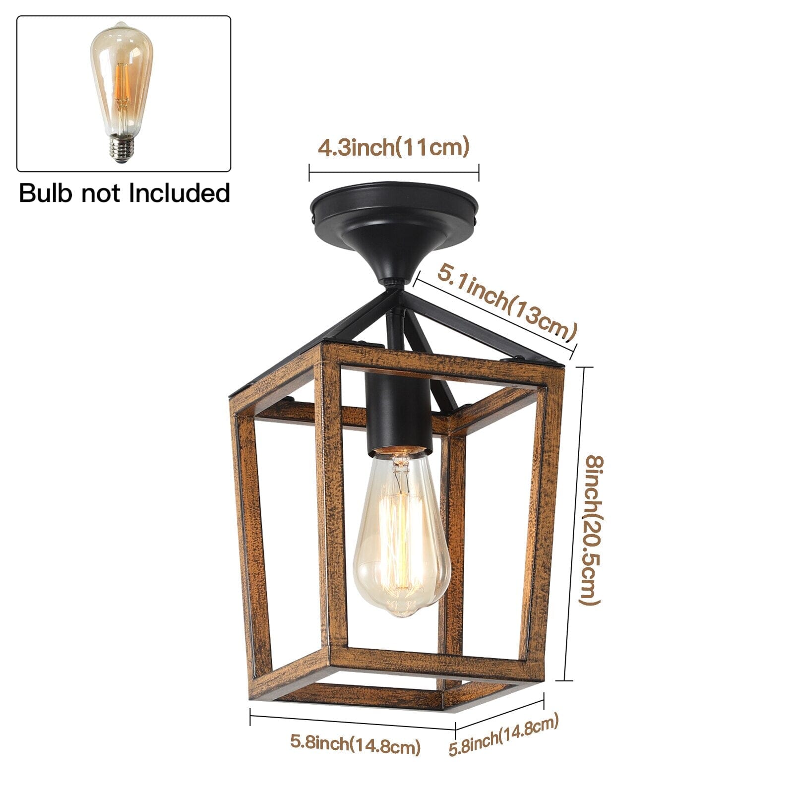 Wood Grain Metal Semi Embedded Ceiling Lights