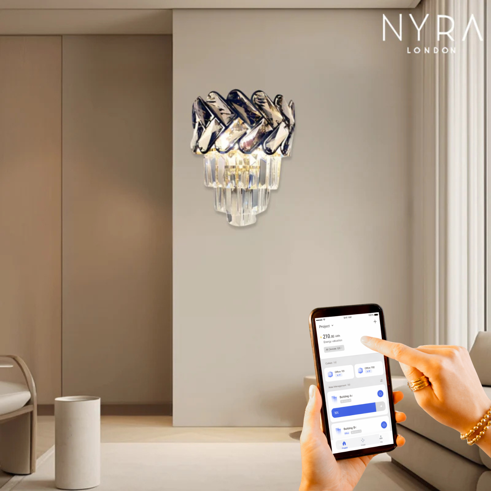 Royal Orchid Crystal Wall Lamp