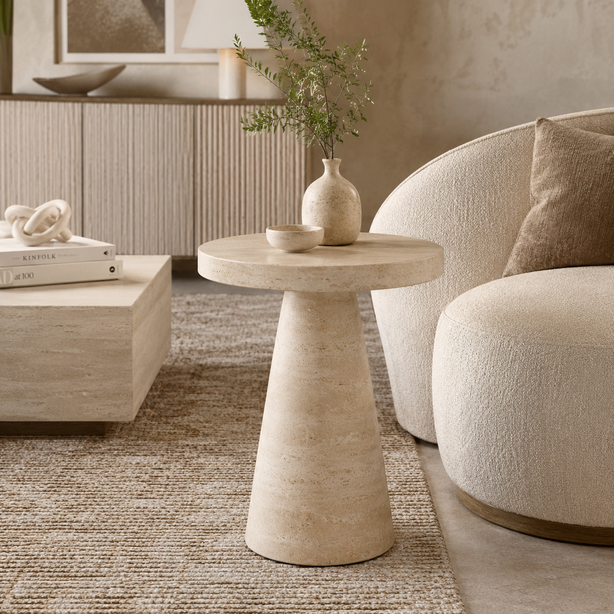 Calivo Travertine Side Table