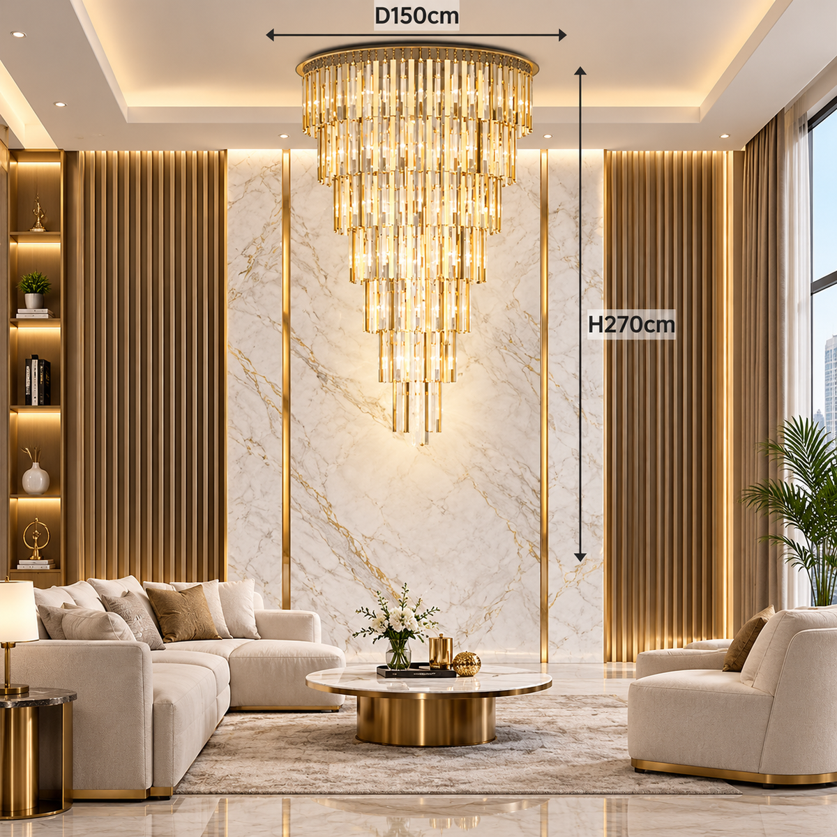 Elysia Tiered Cascading Crystal Chandelier