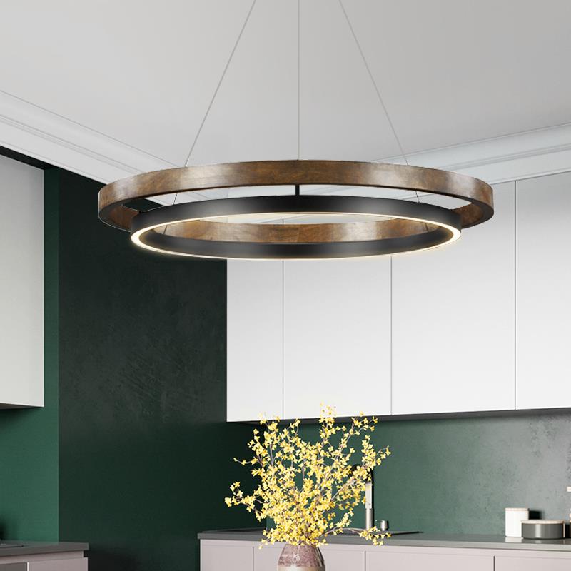 LOVO Circular Wood Grain Chandelier