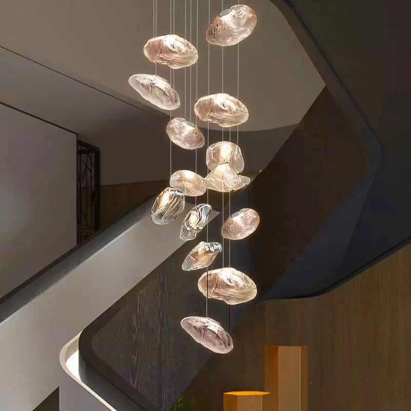 Golden Glow Cascade Glass Chandelier