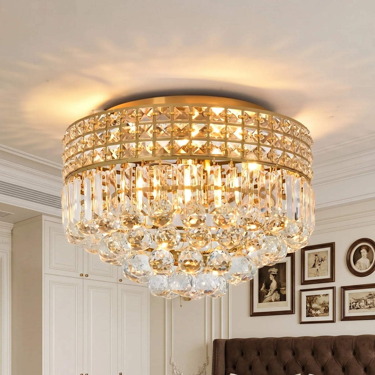 Krystor Gold Crystal Round Ceiling Light