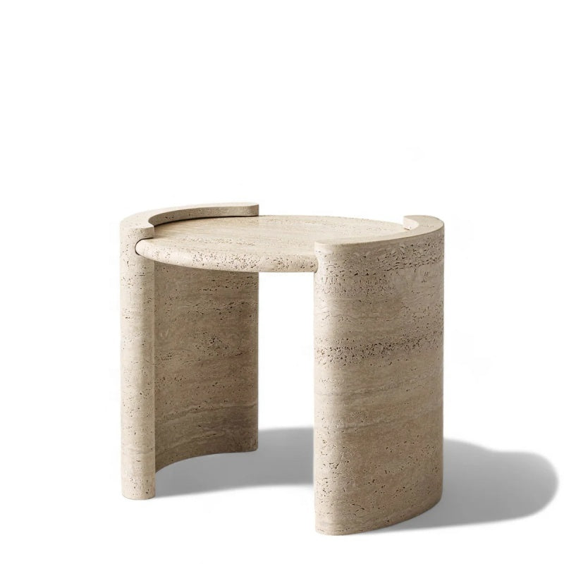 Elvane Travertine Side Table