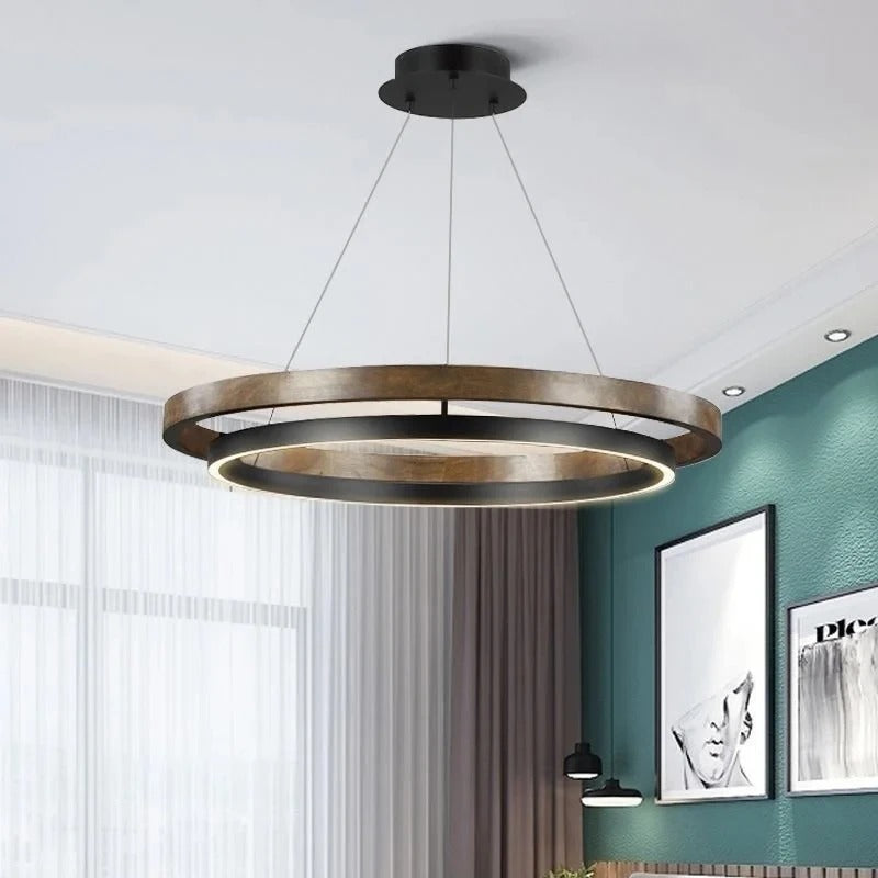 LOVO Circular Wood Grain Chandelier