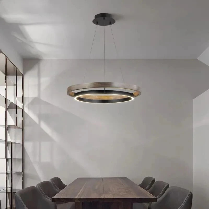 LOVO Circular Wood Grain Chandelier