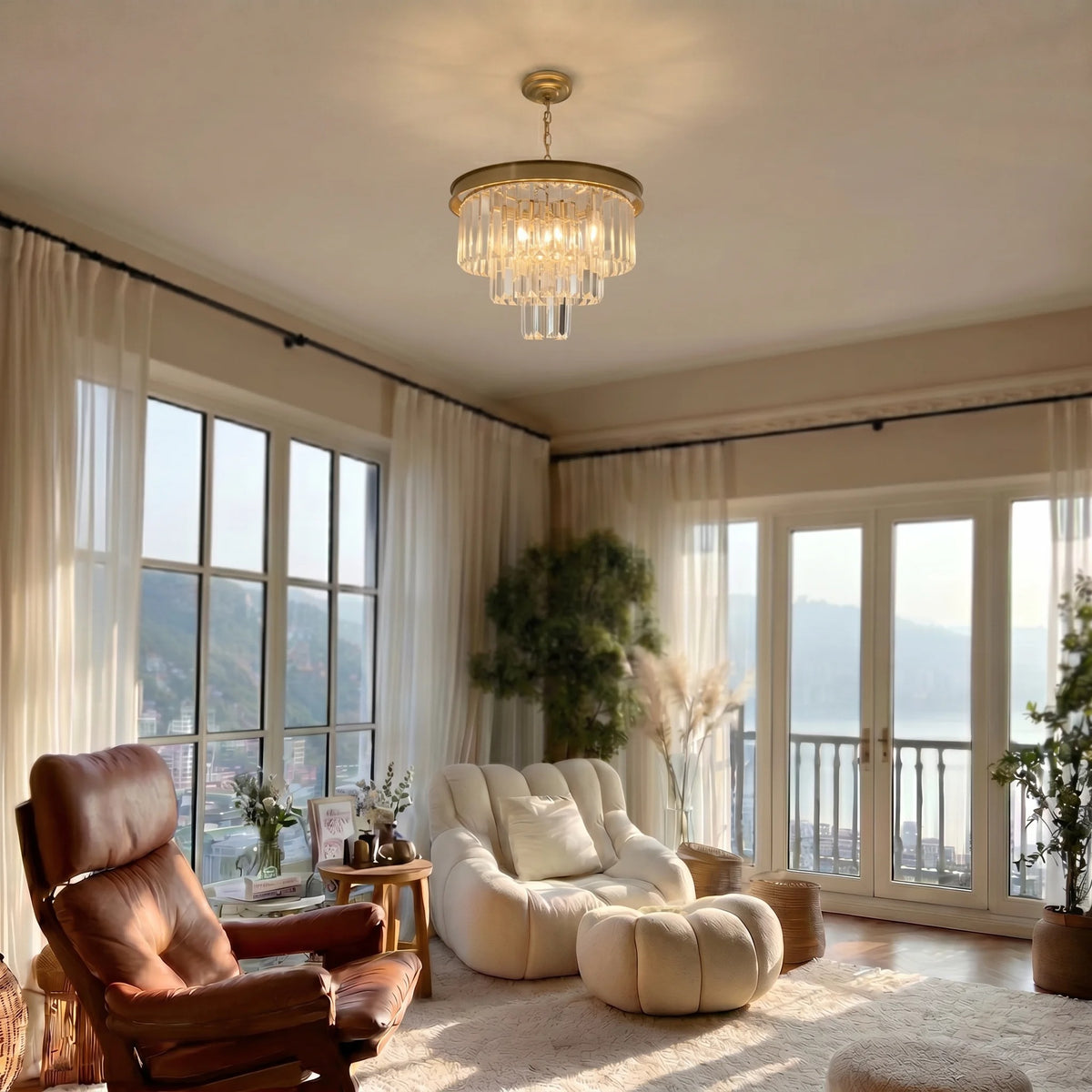 Krysta Gold Crystal Chandelier