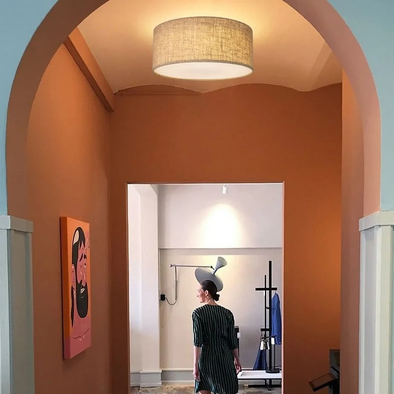 Minimalist Fabric Drum Ceiling Light