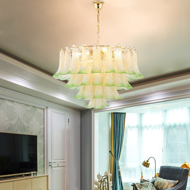 Zealite Green Crystal Leaf Chandelier