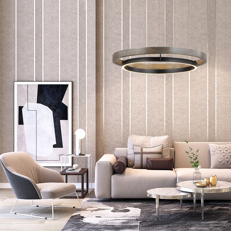 LOVO Circular Wood Grain Chandelier