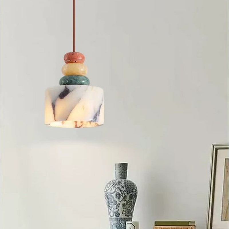 OLLE Multi-colour Stacked Stone Pendant