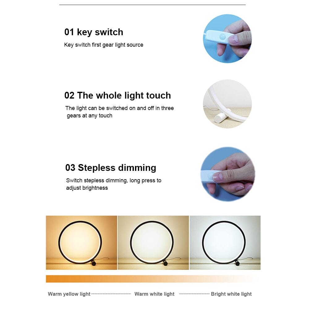 NYRA Circle LED Touch Sensitive Lamp