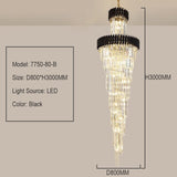 Vancard Modern Duplex Black Crystal Chandelier