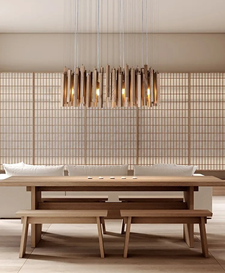 Retro Japanese Wood Pendant Light