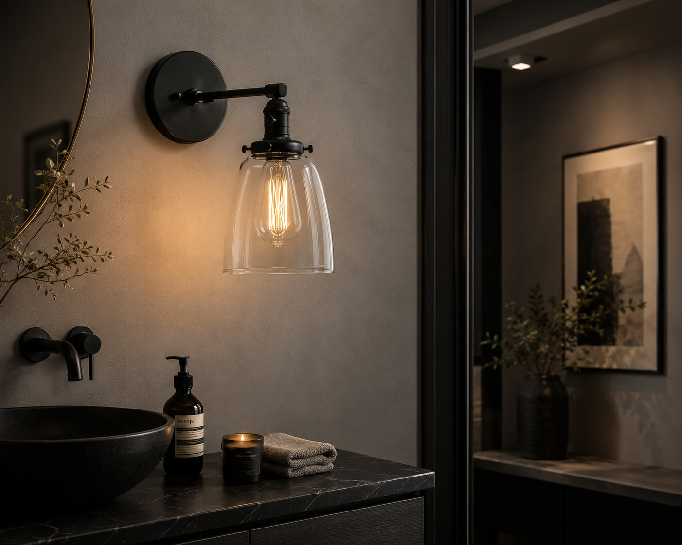Glassmere Clear Glass Wall Lamp