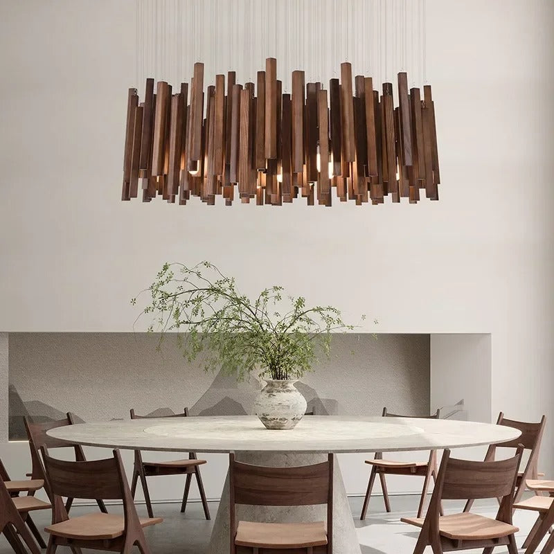 Retro Japanese Wood Pendant Light