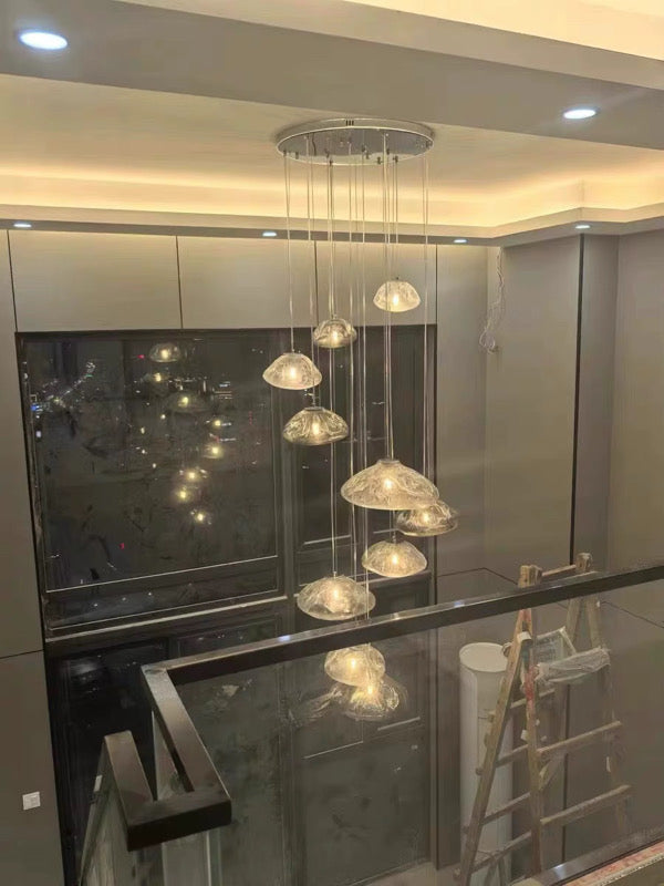 Golden Glow Cascade Glass Chandelier