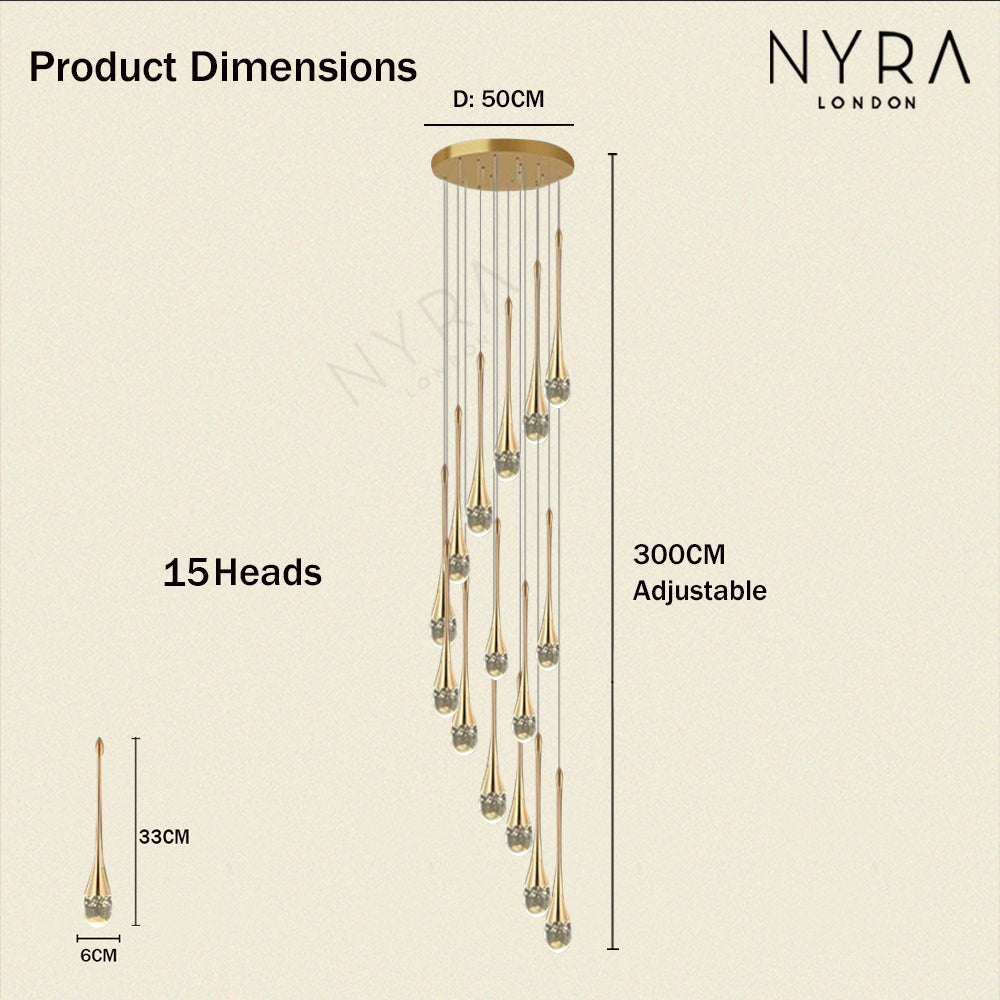 Golden Teardrop Lighting Fixture