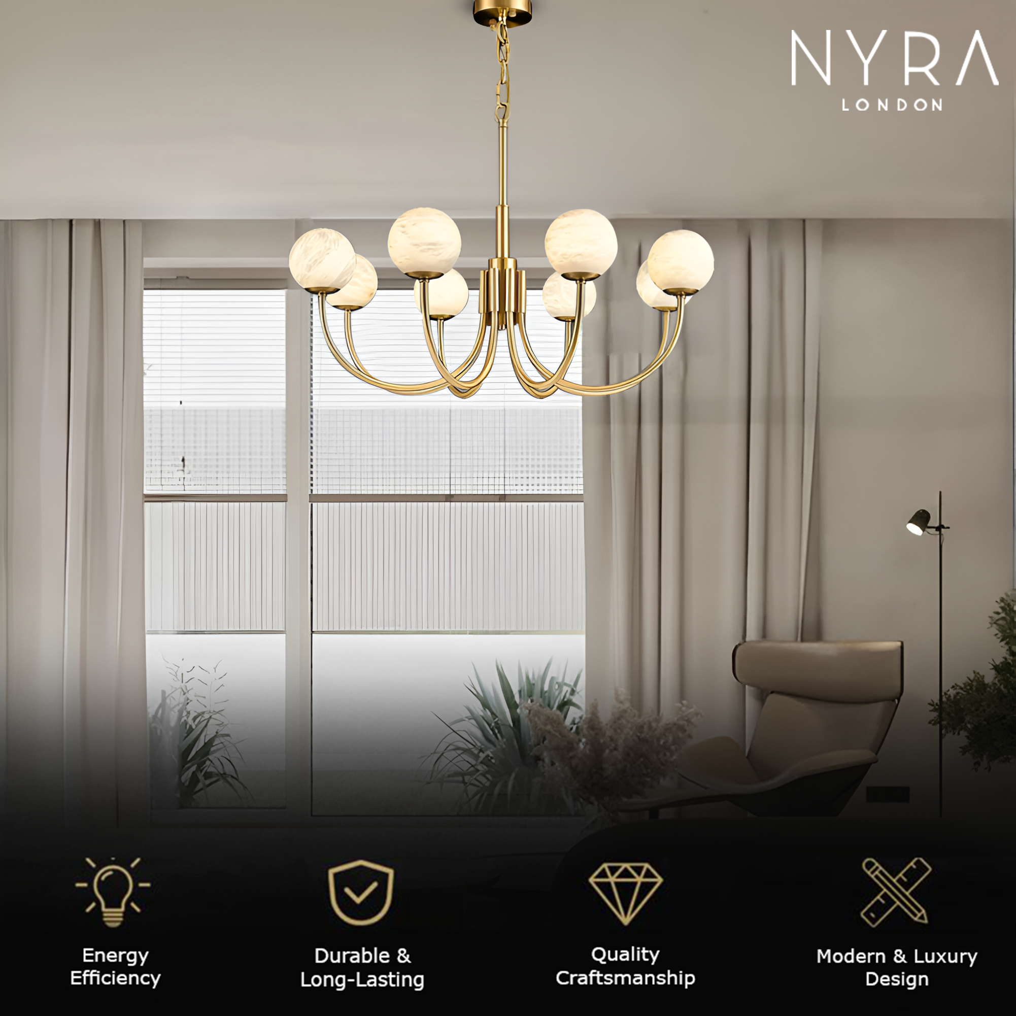 Marnie Alabaster Globe Chandelier