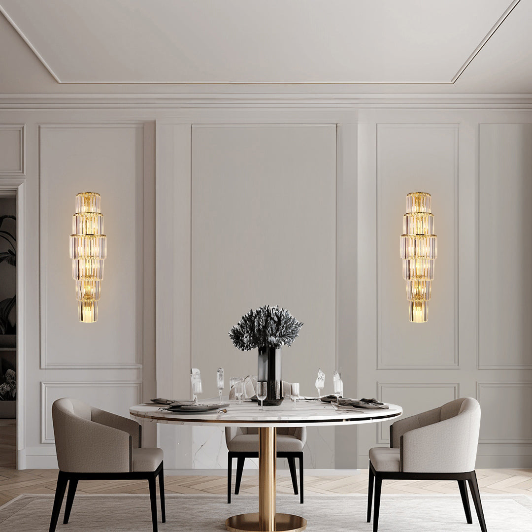 Opulent Pillar Crystal Wall Lamp