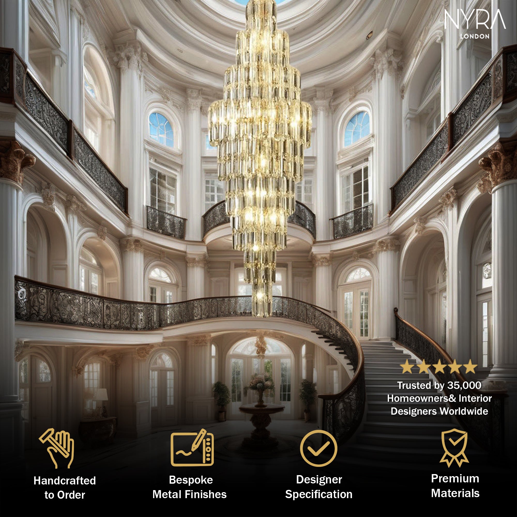 Shyra Staircase Crystal Chandelier