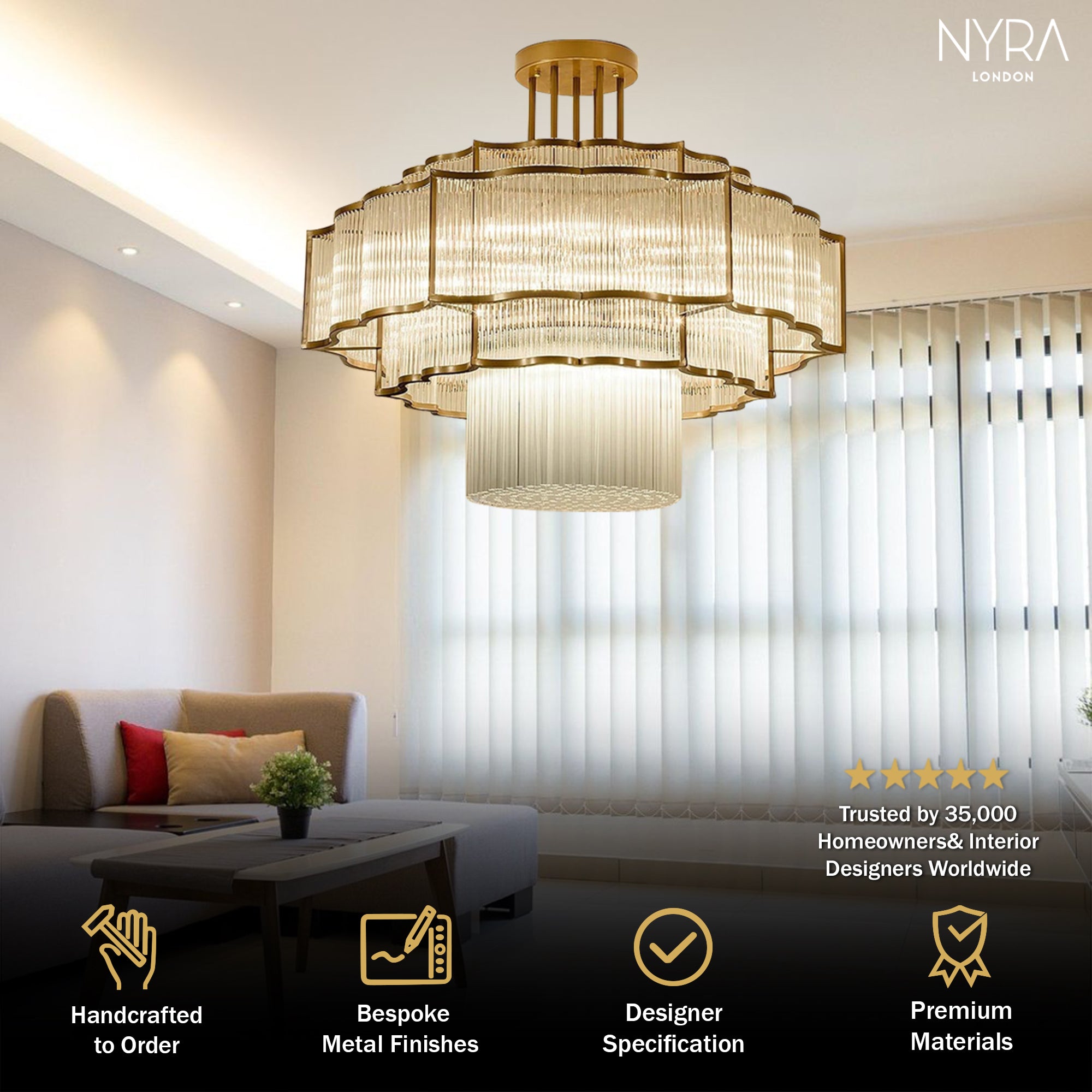 NYRA Glass illume chandelier 60cm