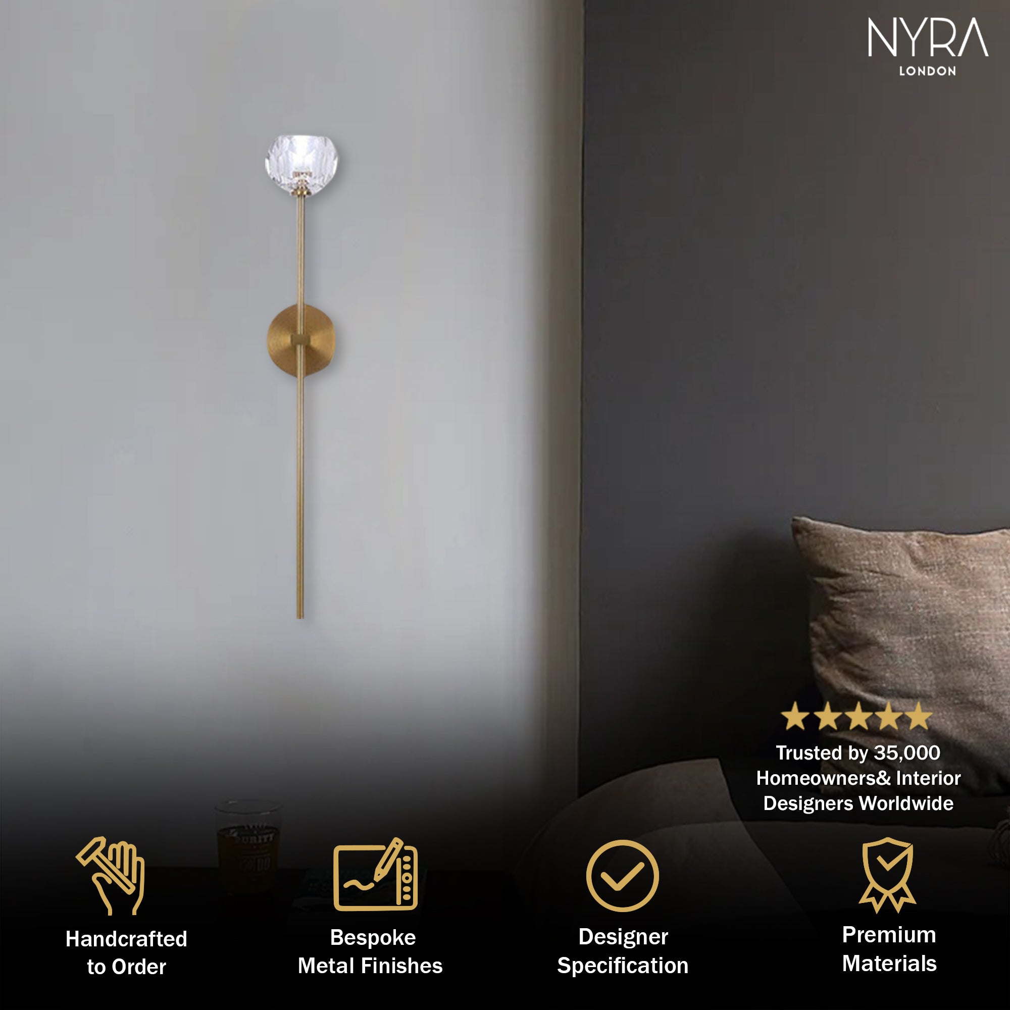 Ebony Crystal Wall Lights