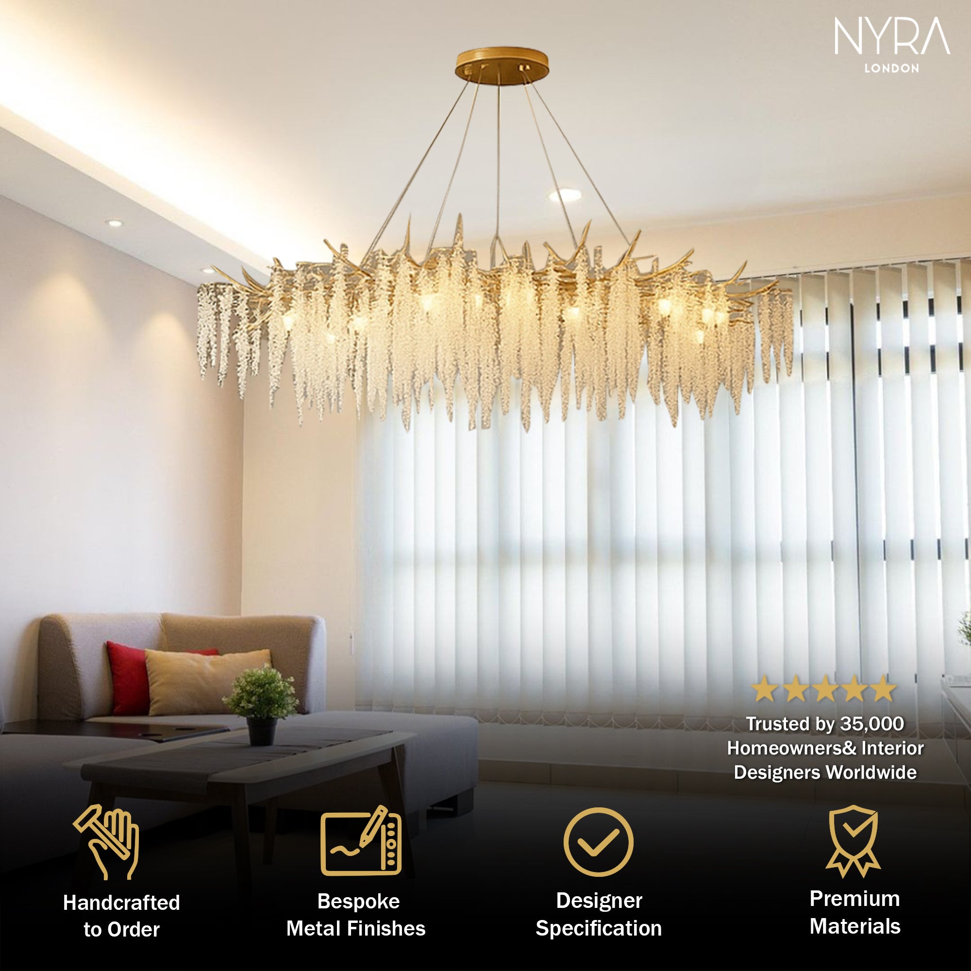 NYRA Tree Branch Crystal Chandelier