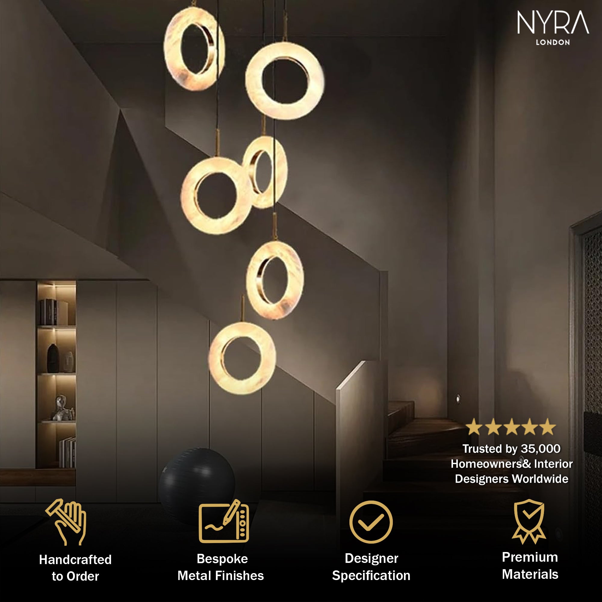 Mirela Marble Staircase Ring Chandelier