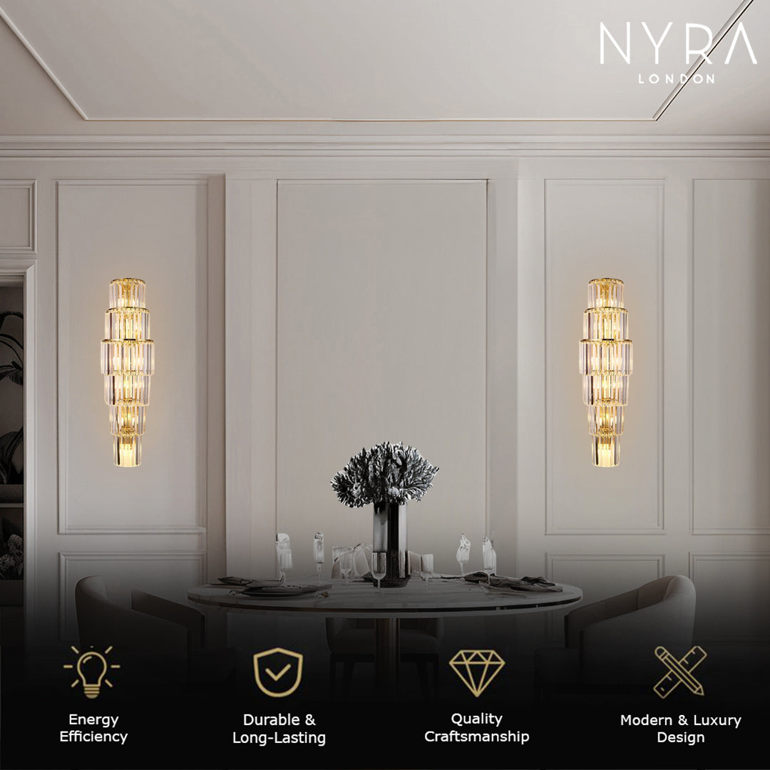 Opulent Pillar Crystal Wall Lamp