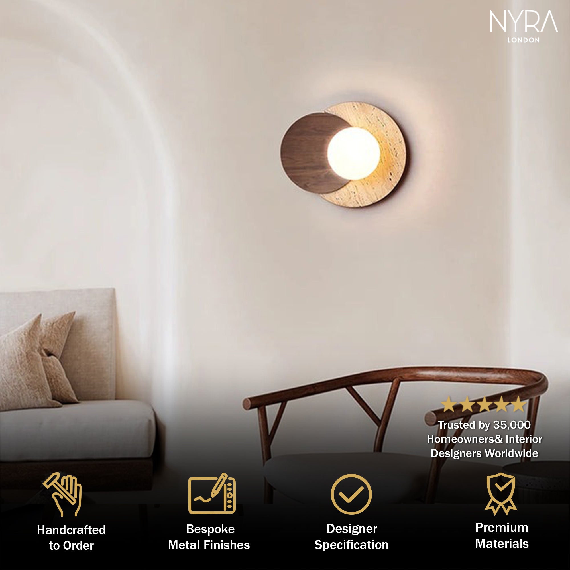 Muru Travertine Stone Wall Light