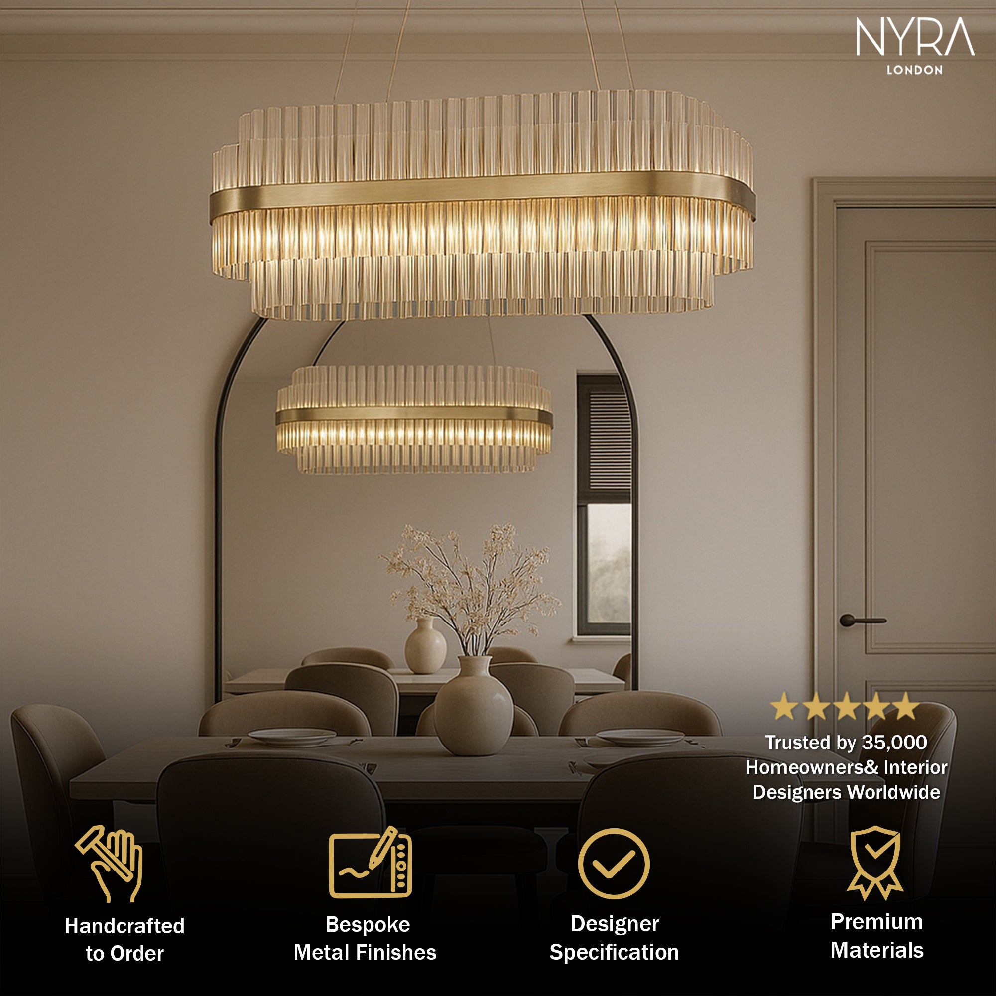 Lurano Rectangular Crystal Chandelier