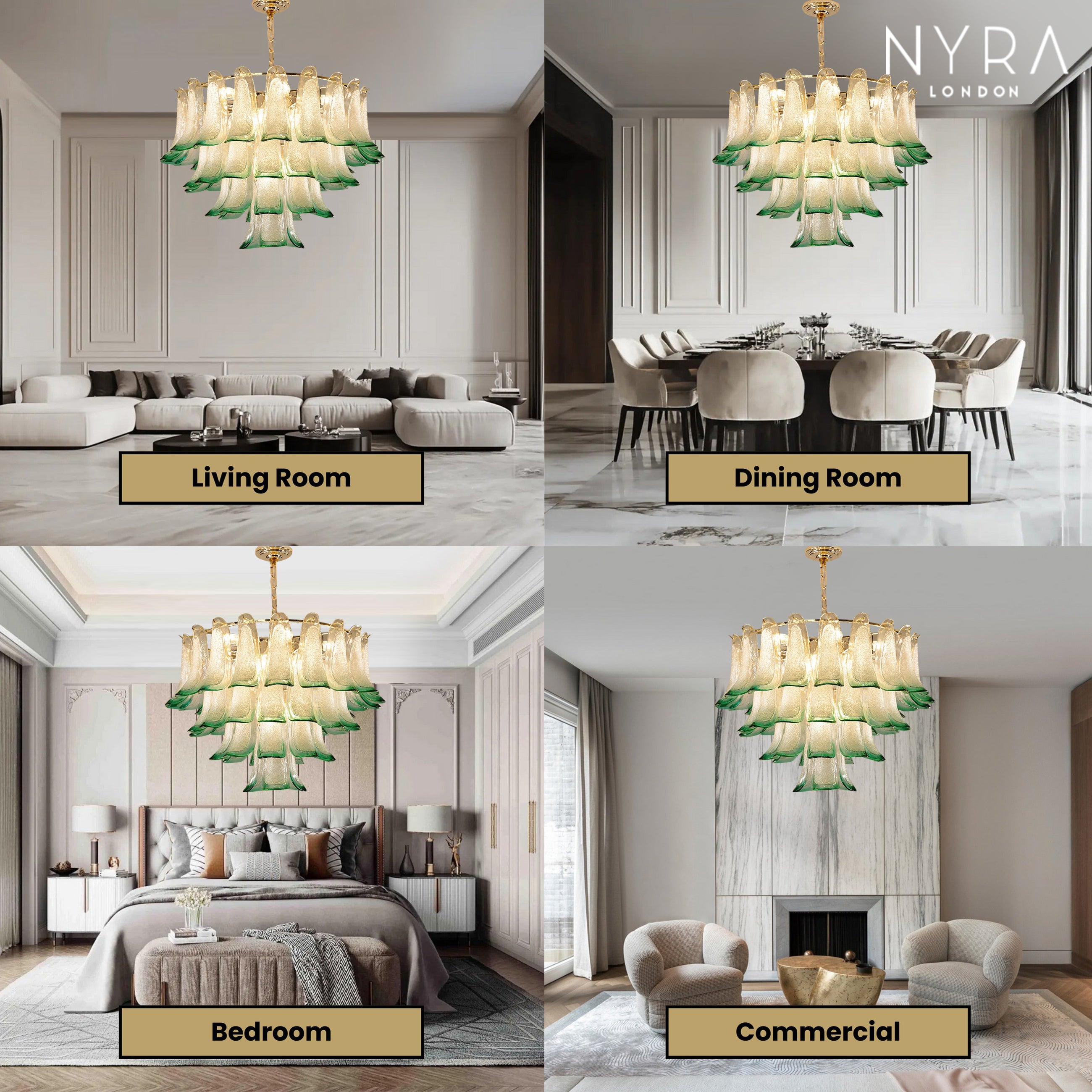 Zealite Green Crystal Leaf Chandelier