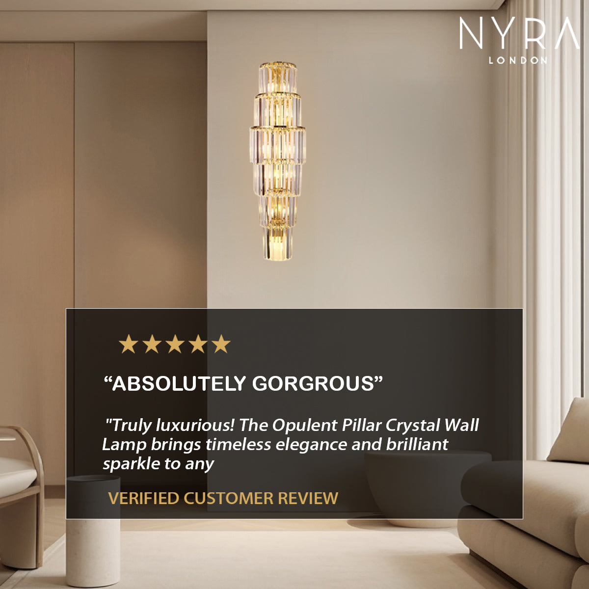 Opulent Pillar Crystal Wall Lamp