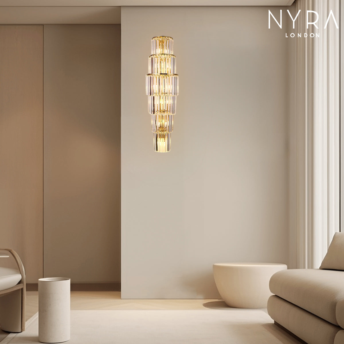 Opulent Pillar Crystal Wall Lamp