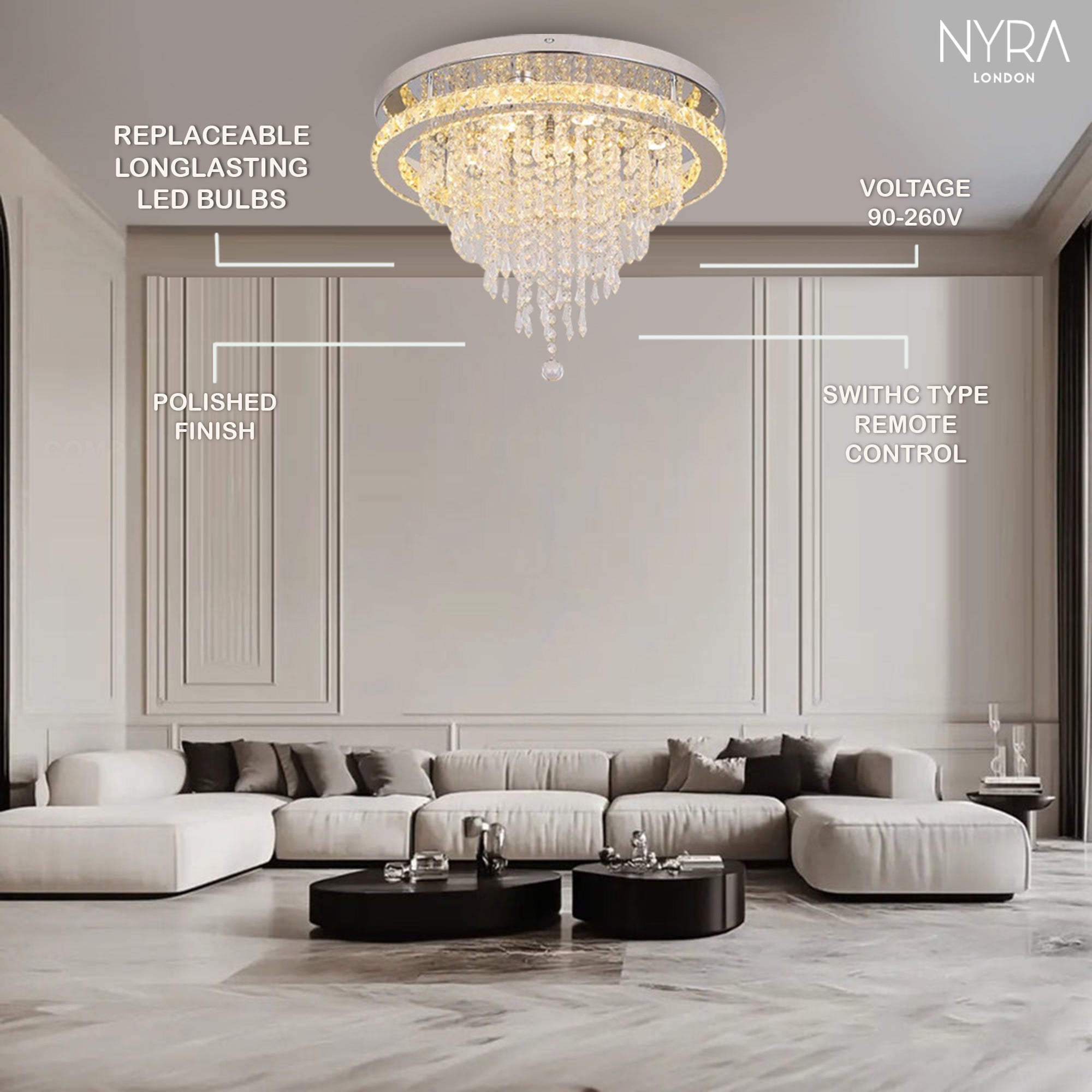 Ava Crystal LED Chandelier