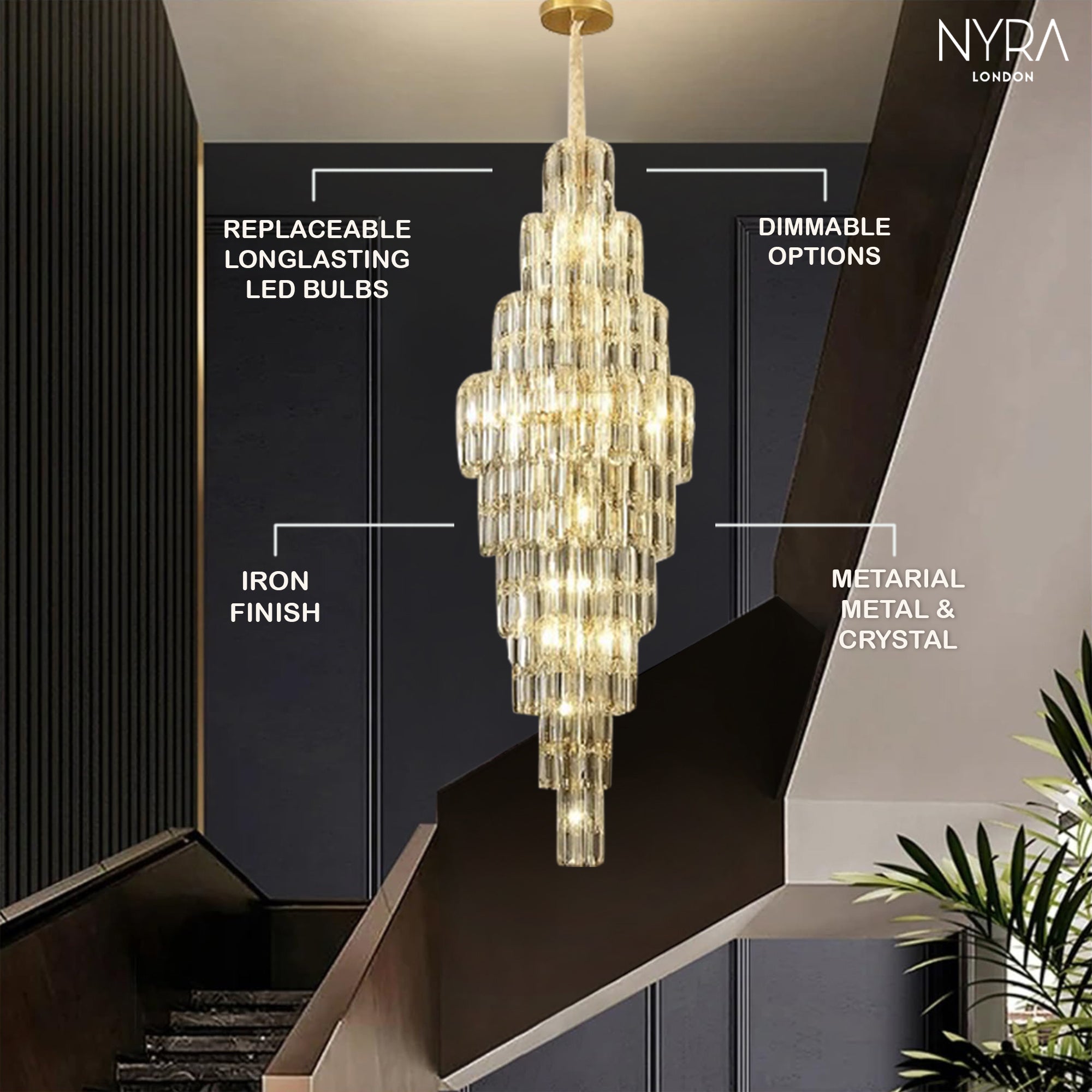 Shyra Staircase Crystal Chandelier
