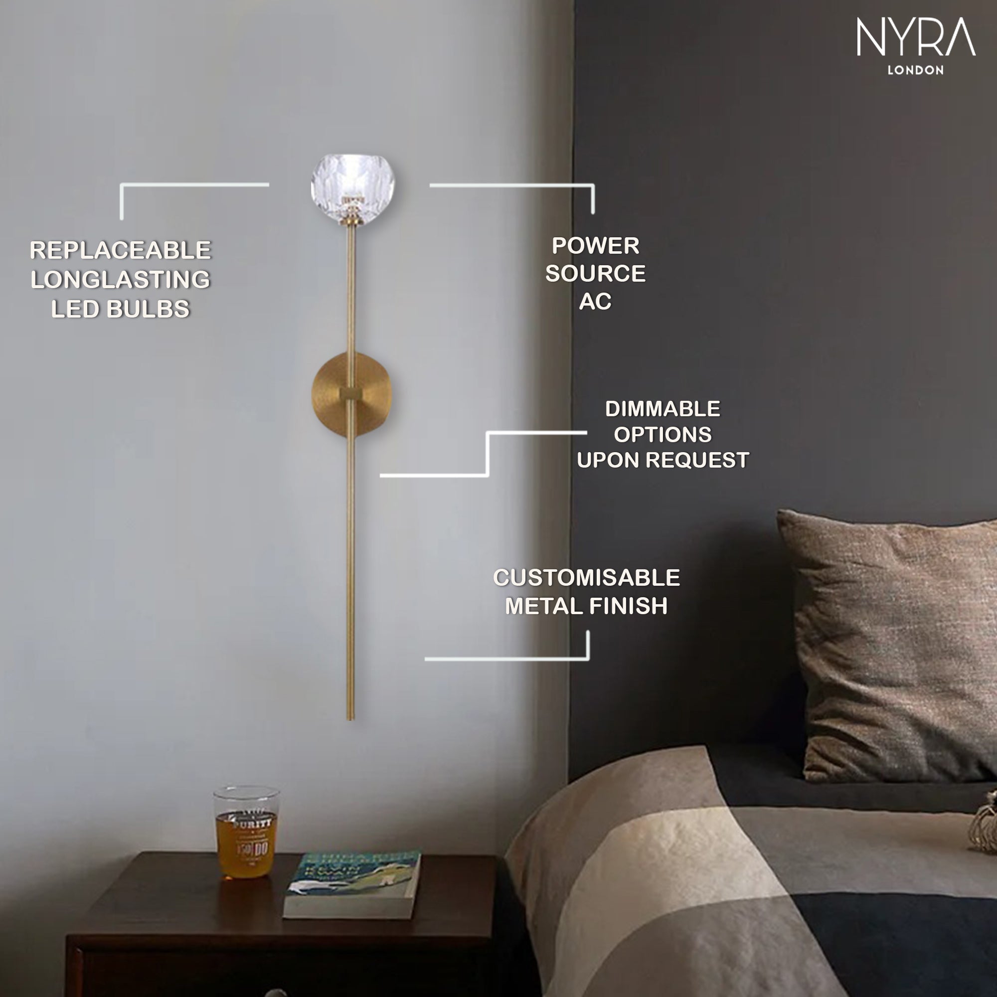 Ebony Crystal Wall Lights