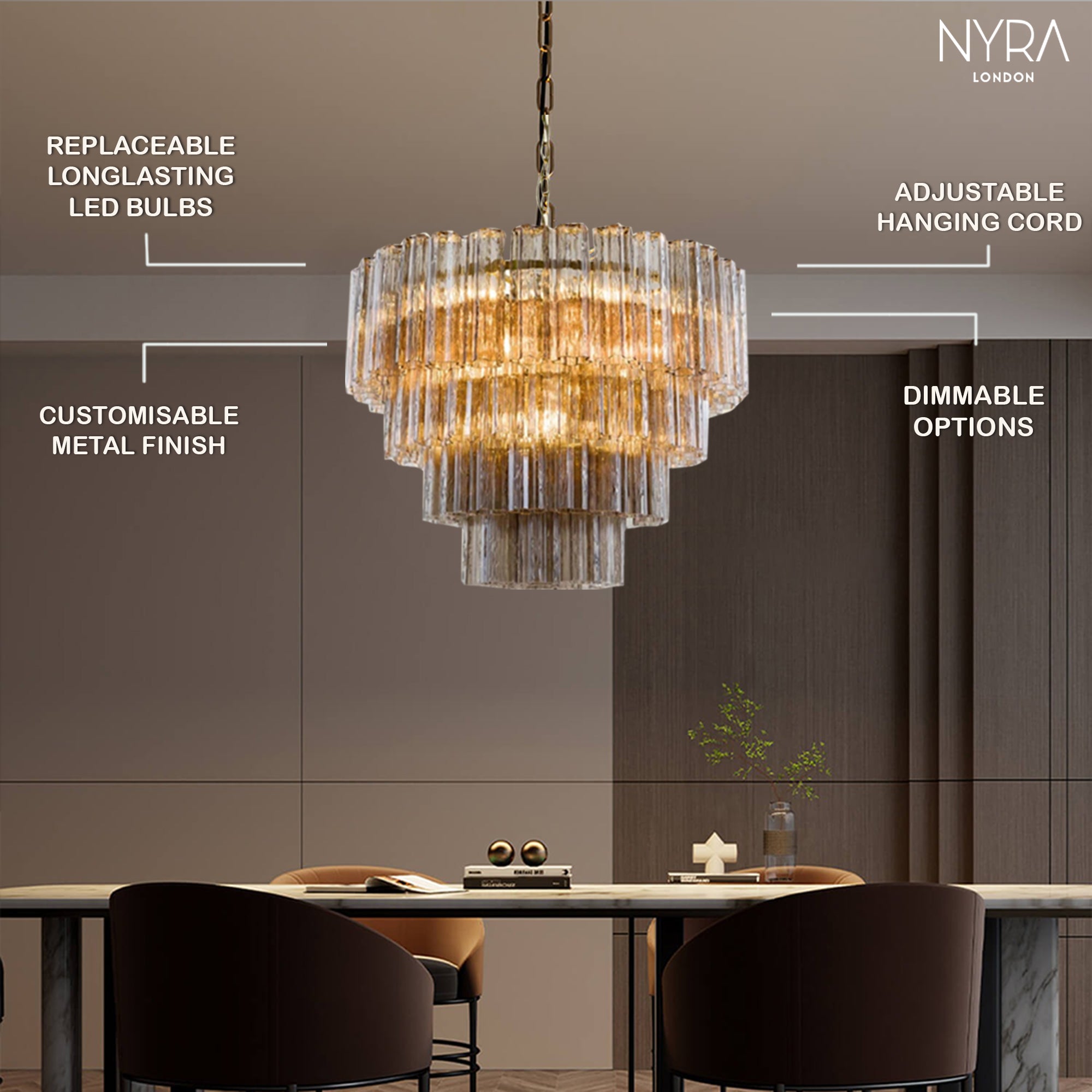 Kosta Smoke Glass Chandelier