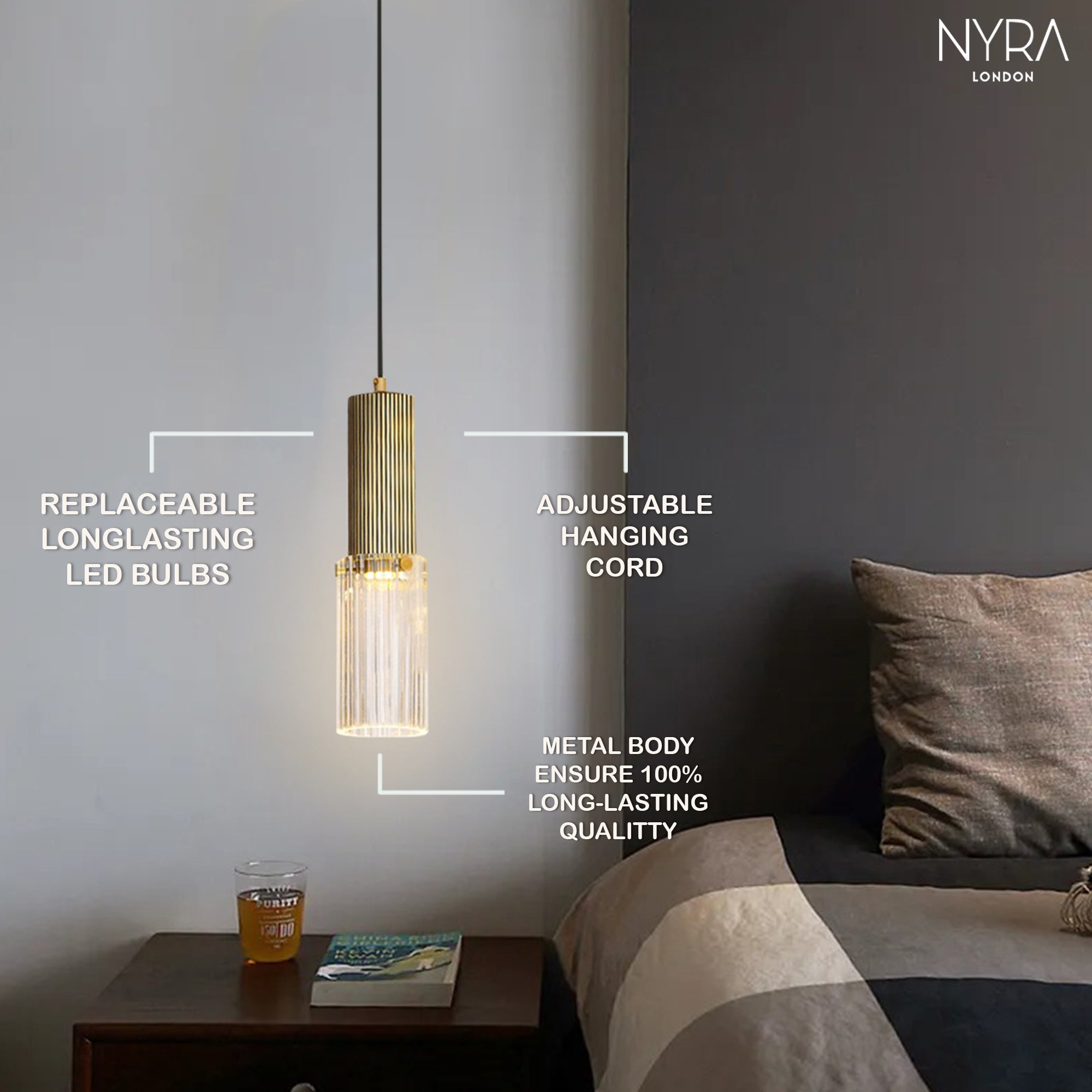 Nyra Glass Tube Pendant