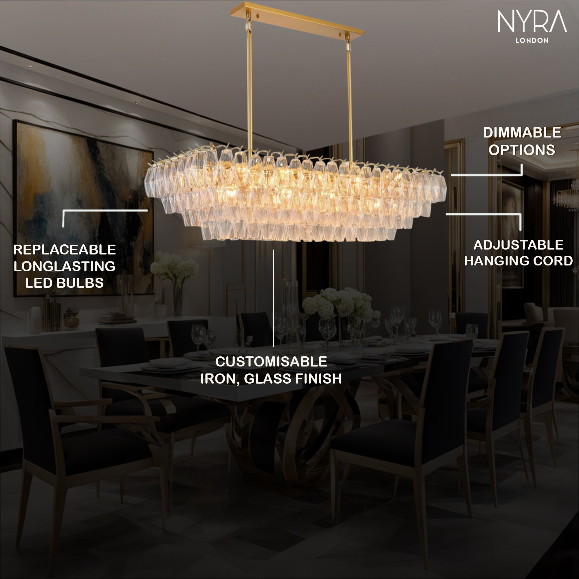 Madelyn Glass Rectangular Chandeliers