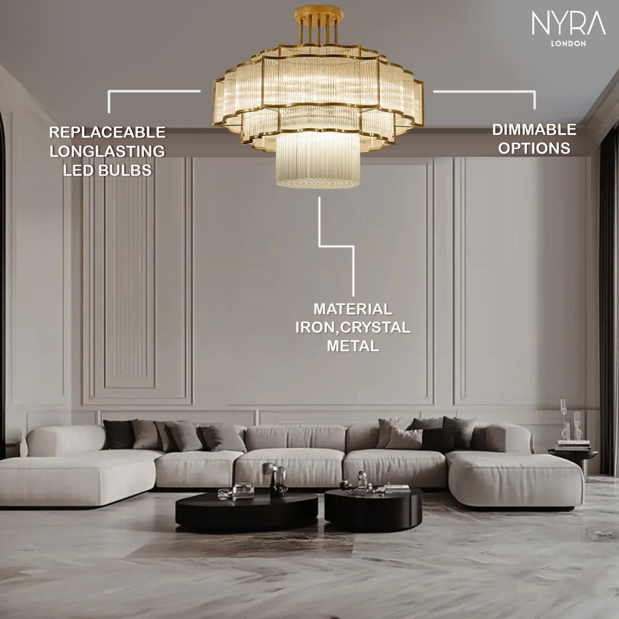 NYRA Glass illume chandelier 60cm