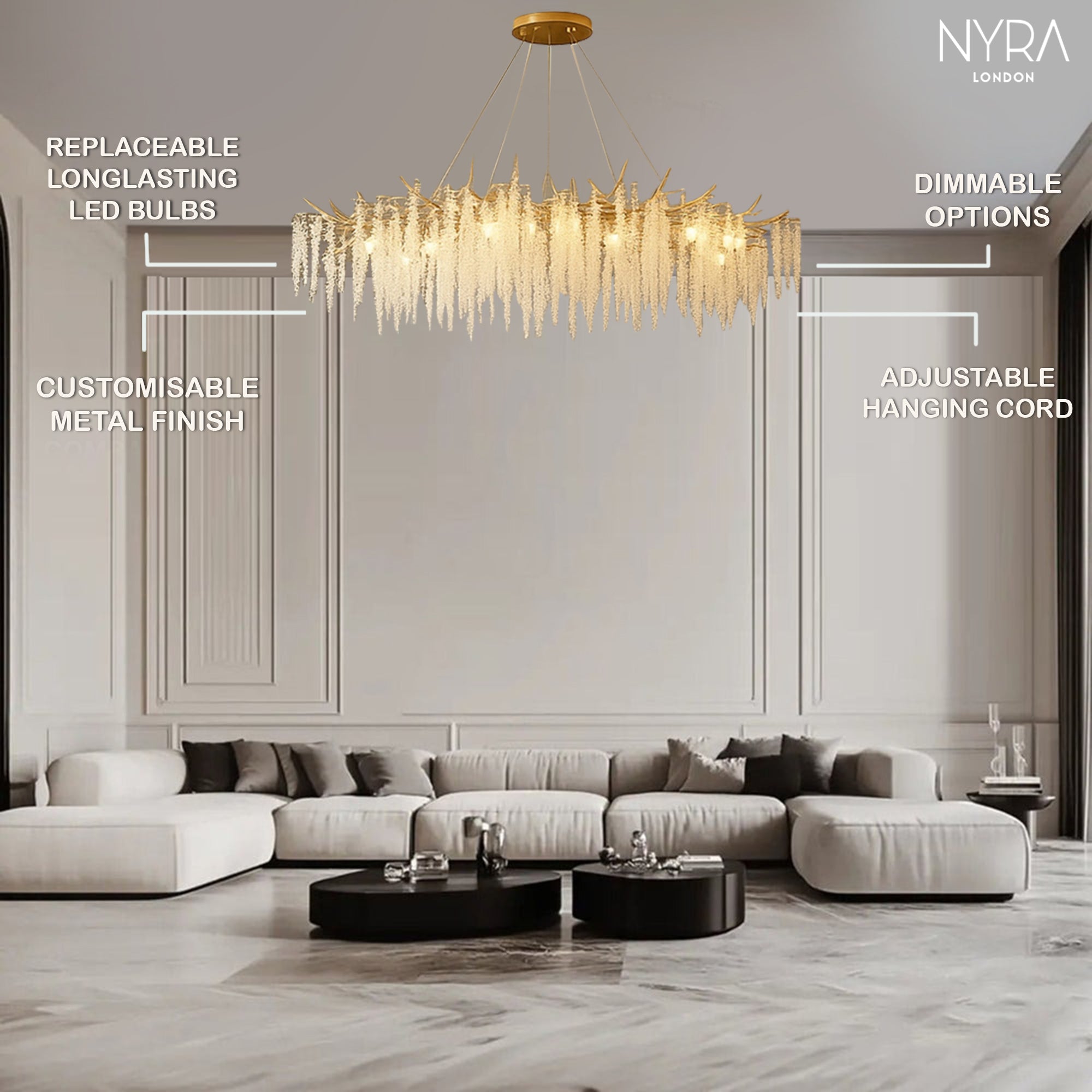 NYRA Tree Branch Crystal Chandelier