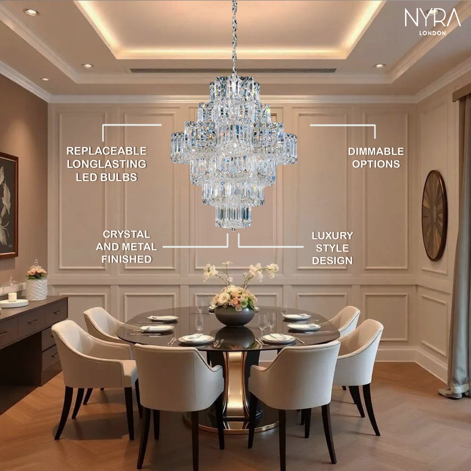 Ethereal Icefall Crystal Chandelier
