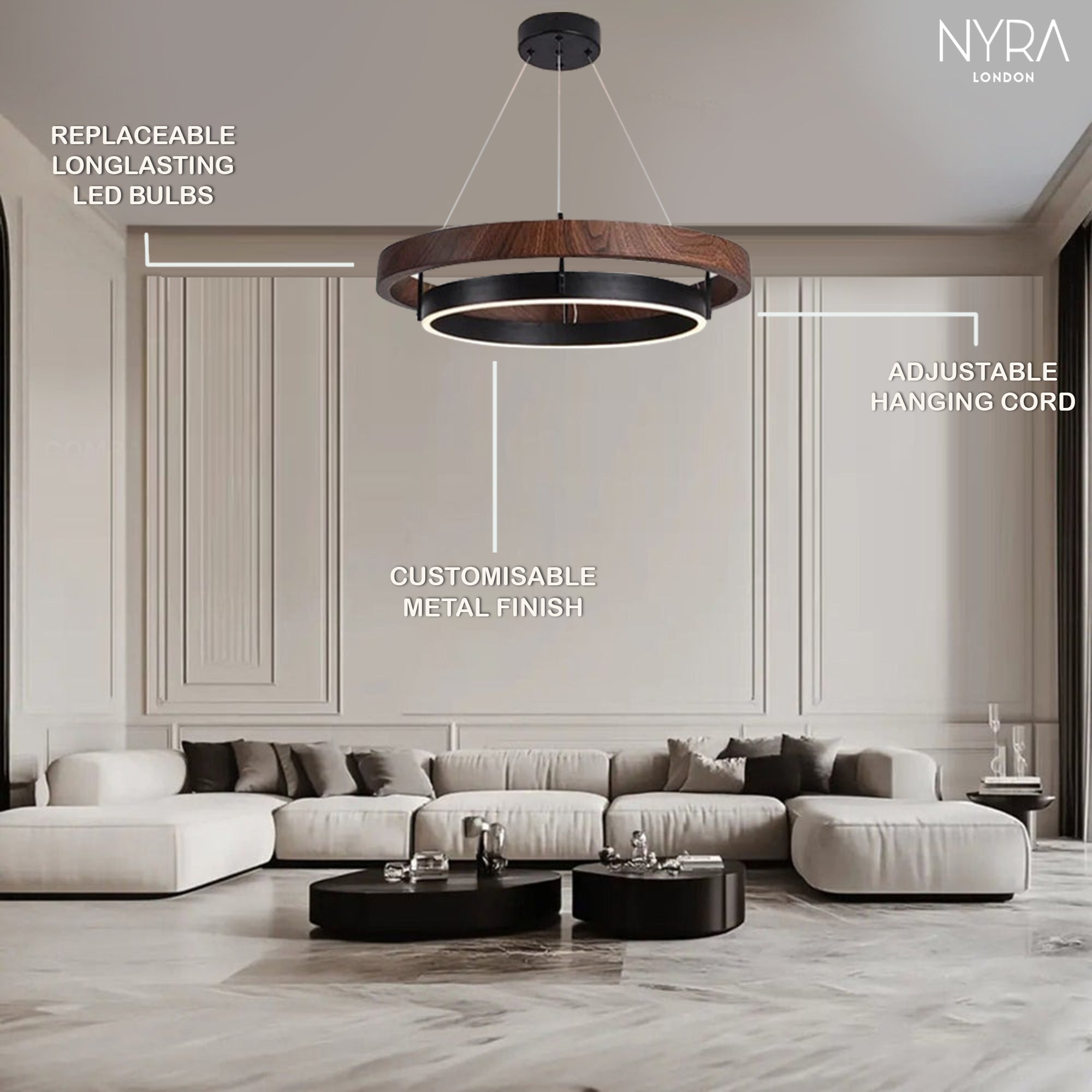 LOVO Circular Wood Grain Chandelier