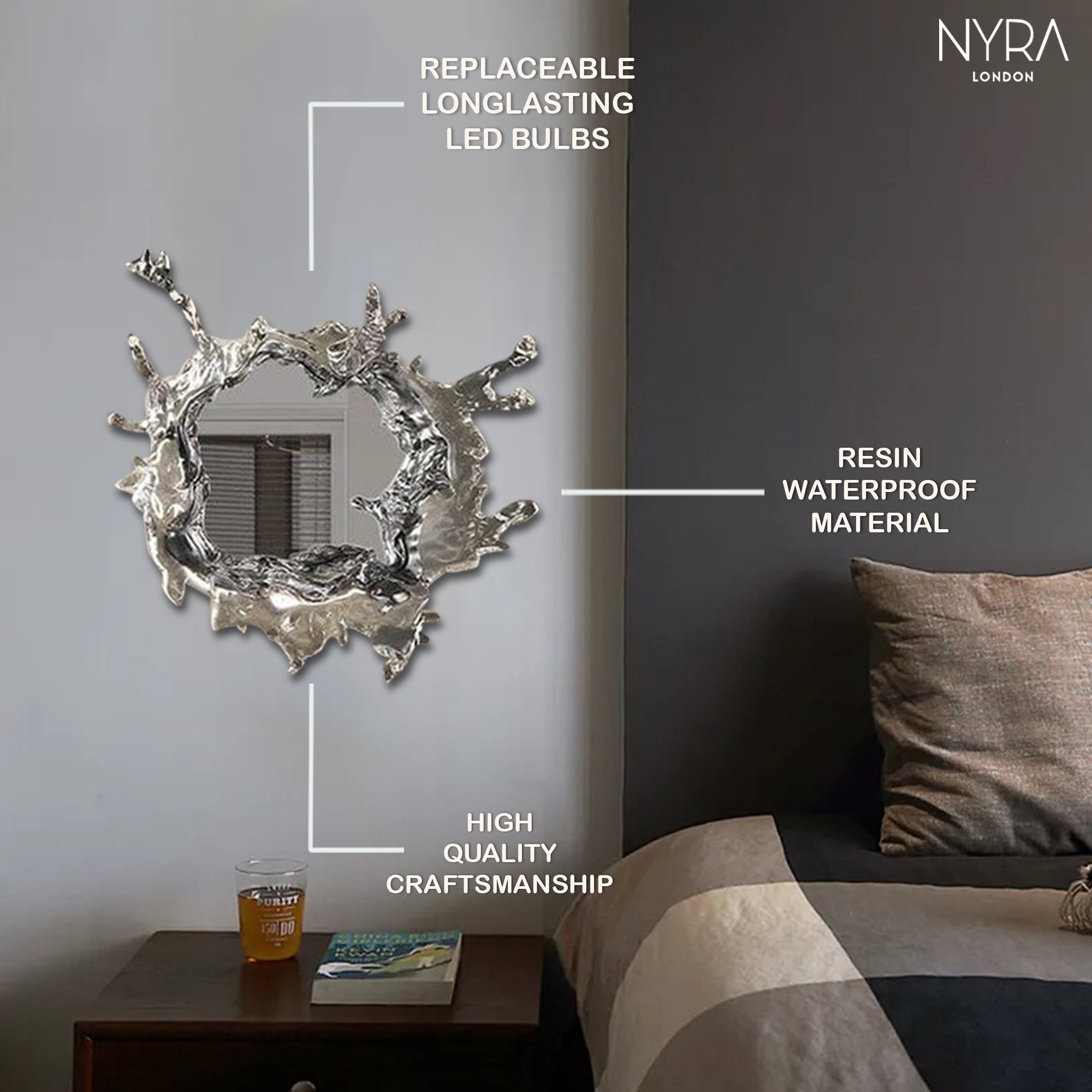 Water Splash LED Mirror