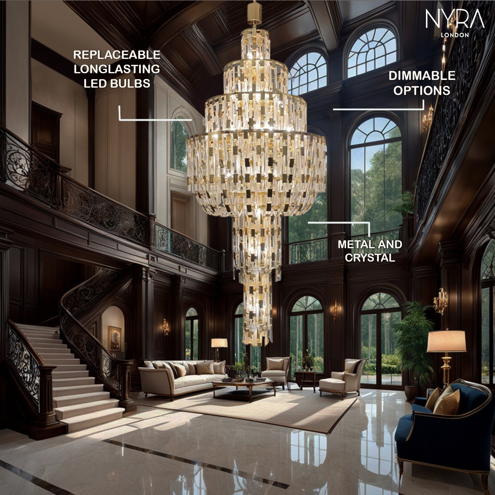 Rovix Multi-tiered Crystal Buckles Chandelier