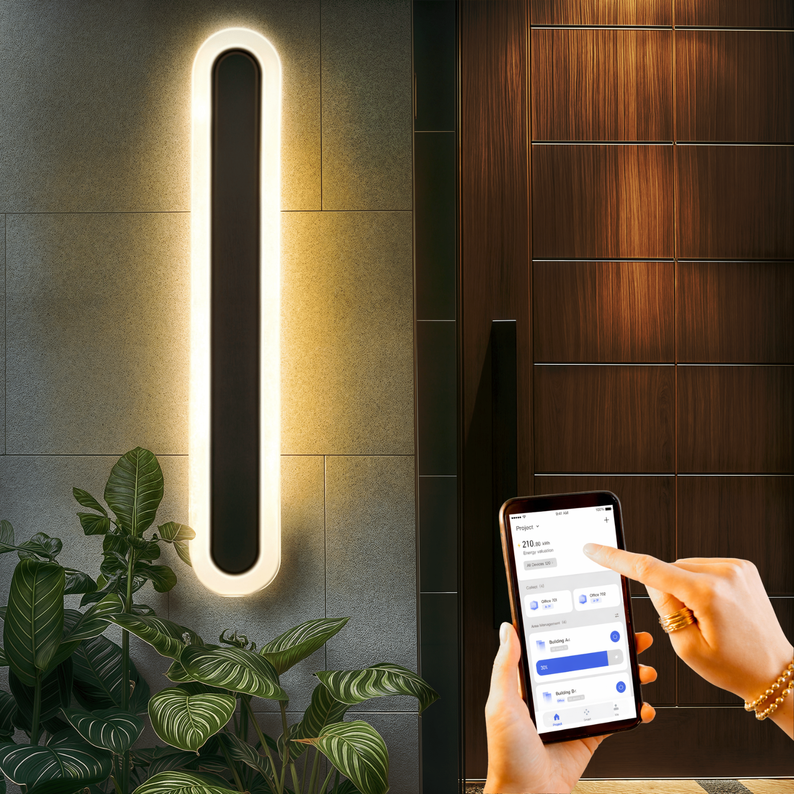 Alana Black Outdoor LED Strip Wall Lamp