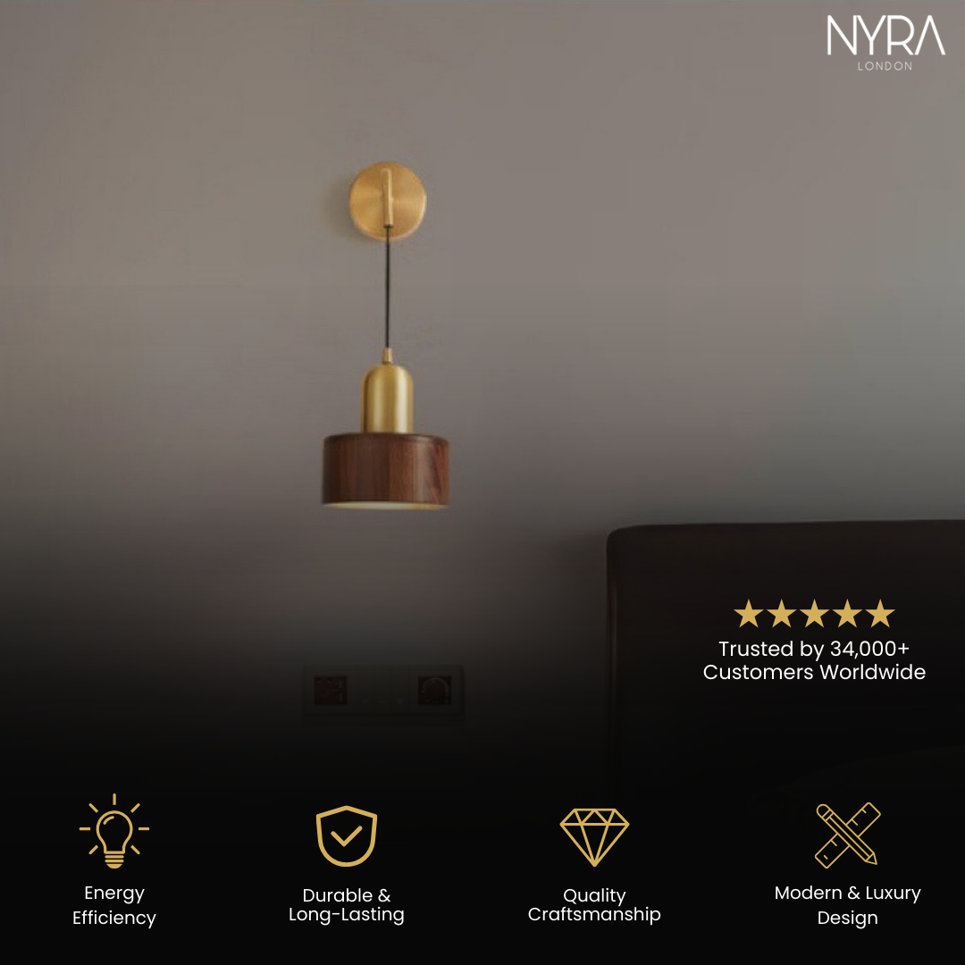 Vintage Ember Wooden Wall Lamp