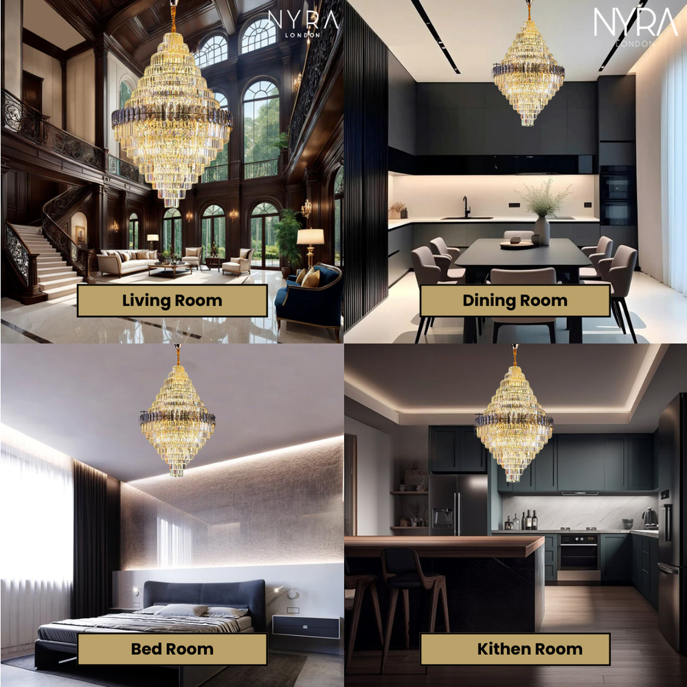 Image showcasing Penthouse Crystal Chandelier | Nyralondon - NYRALONDON